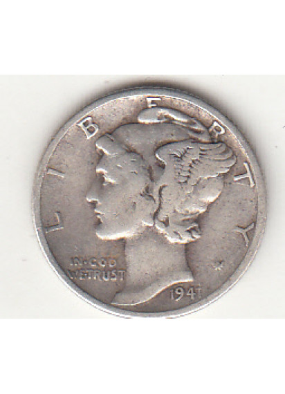 1941 - 10 Cents (Dime) Argento Dollaro Stati Uniti Mercury Dime BB+